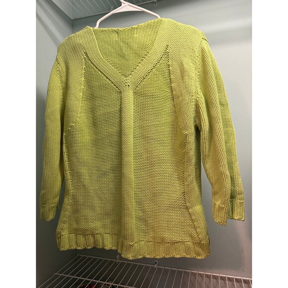 Cotton Country by Parkhurst Knit Lime Green Sweater, Women's Large 100% Cotton - Picture 2 of 3